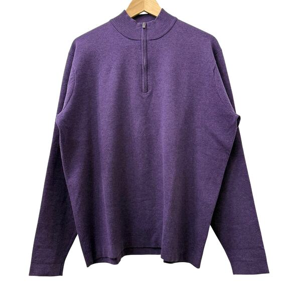 Peter‎ Millar Large Crown Sport Purple 1/4 Zip Sweater Golf Fall Spring Party - Picture 1 of 11